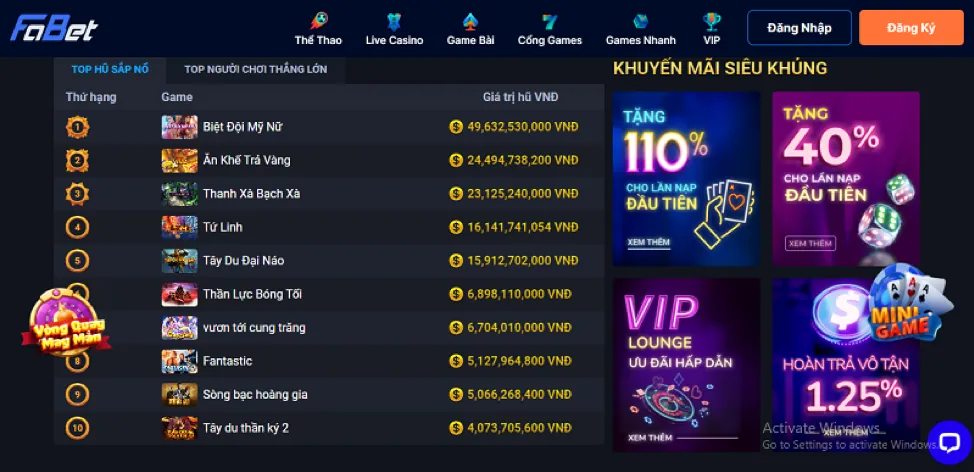 Ưu đãi nạp tiền wwin